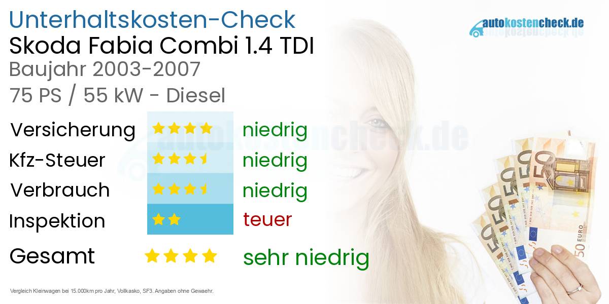 Unterhaltskosten Skoda Fabia Combi 1.4 TDI 