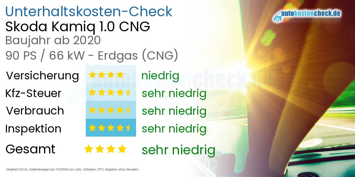 Unterhaltskosten Skoda Kamiq 1.0 CNG 