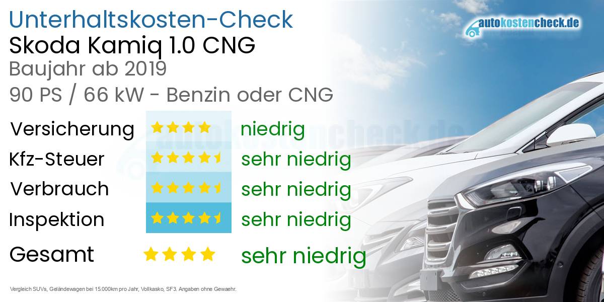 Unterhaltskosten Skoda Kamiq 1.0 CNG 