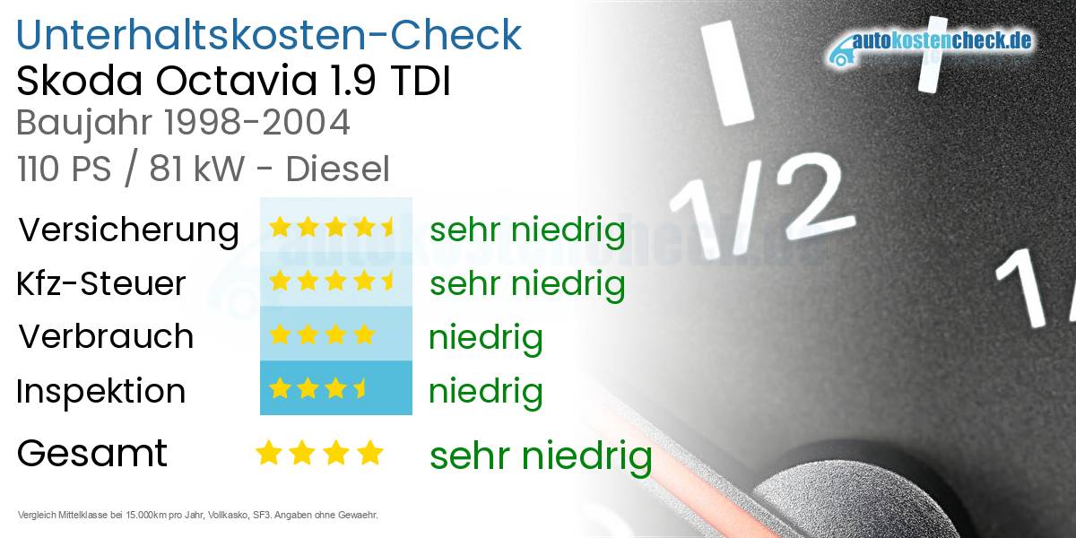 Unterhaltskosten Skoda Octavia 1.9 TDI 
