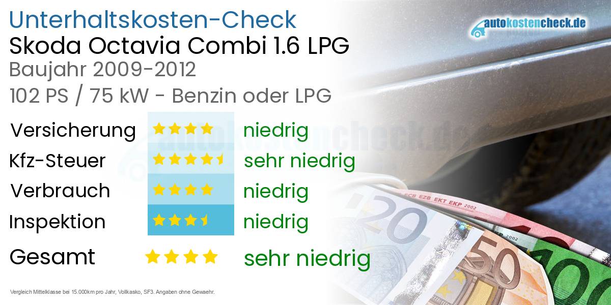 Unterhaltskosten Skoda Octavia Combi 1.6 LPG