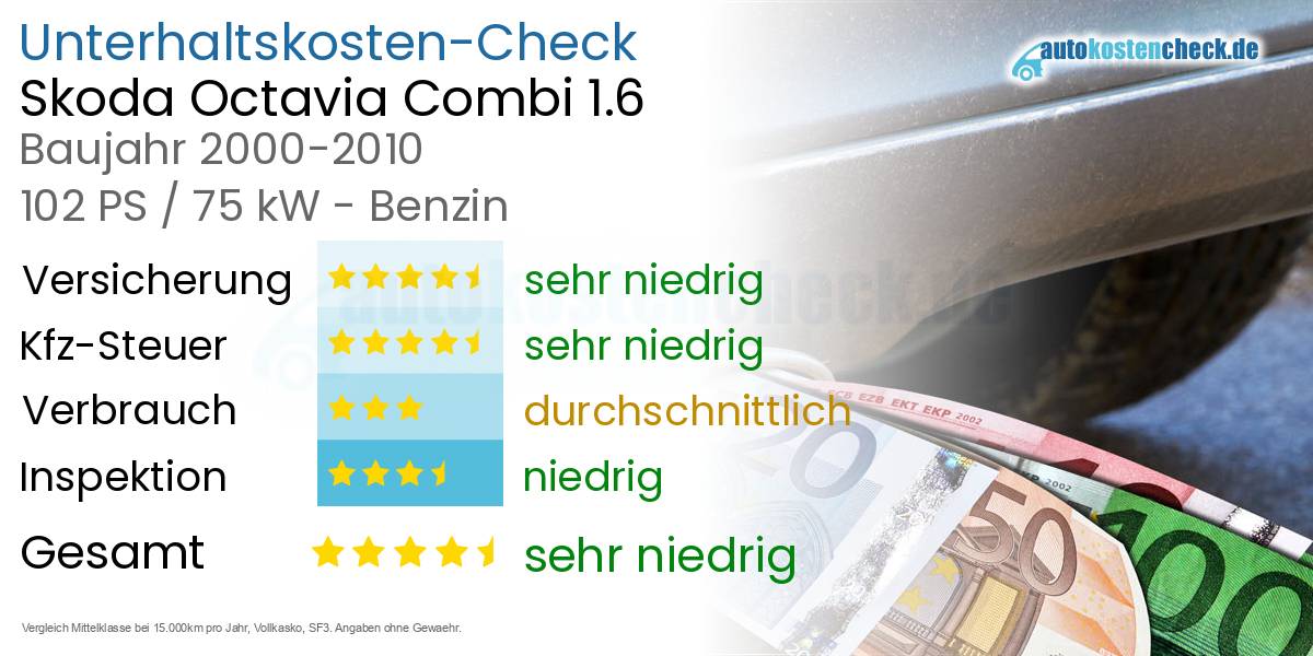 Unterhaltskosten Skoda Octavia Combi 1.6 