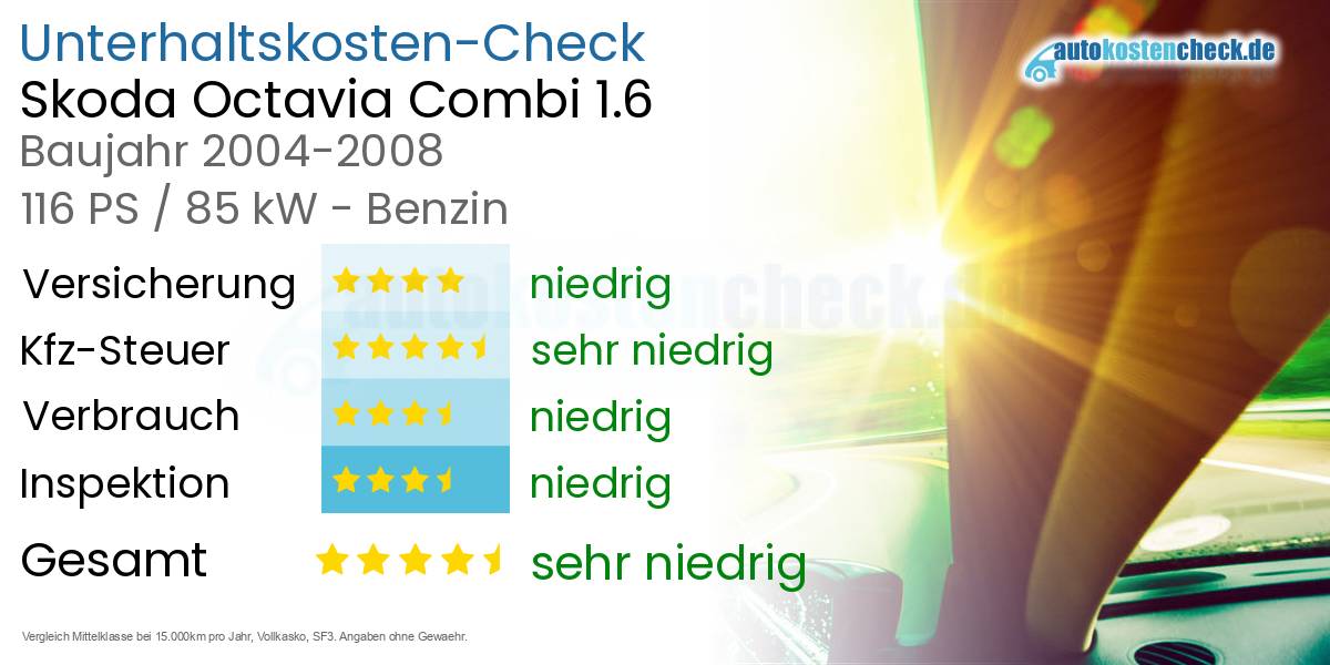 Unterhaltskosten Skoda Octavia Combi 1.6 