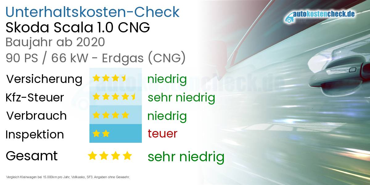 Unterhaltskosten Skoda Scala 1.0 CNG 