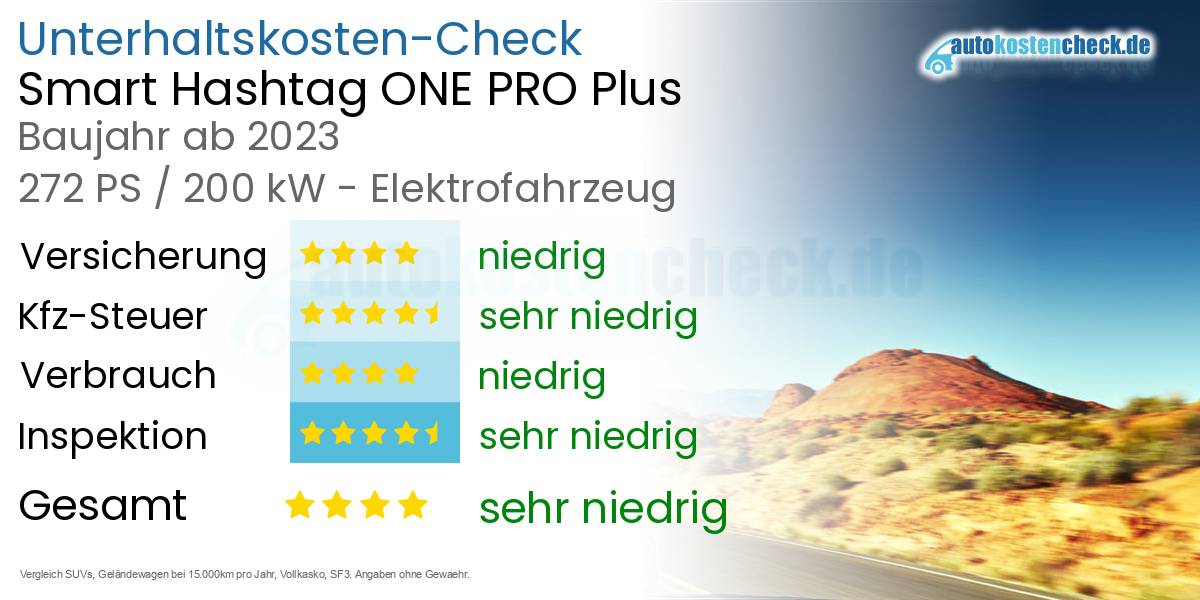 Unterhaltskosten Smart Hashtag ONE PRO Plus 