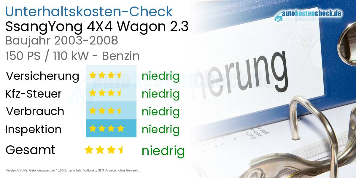 Unterhaltskosten SsangYong 4X4 Wagon 2.3 
