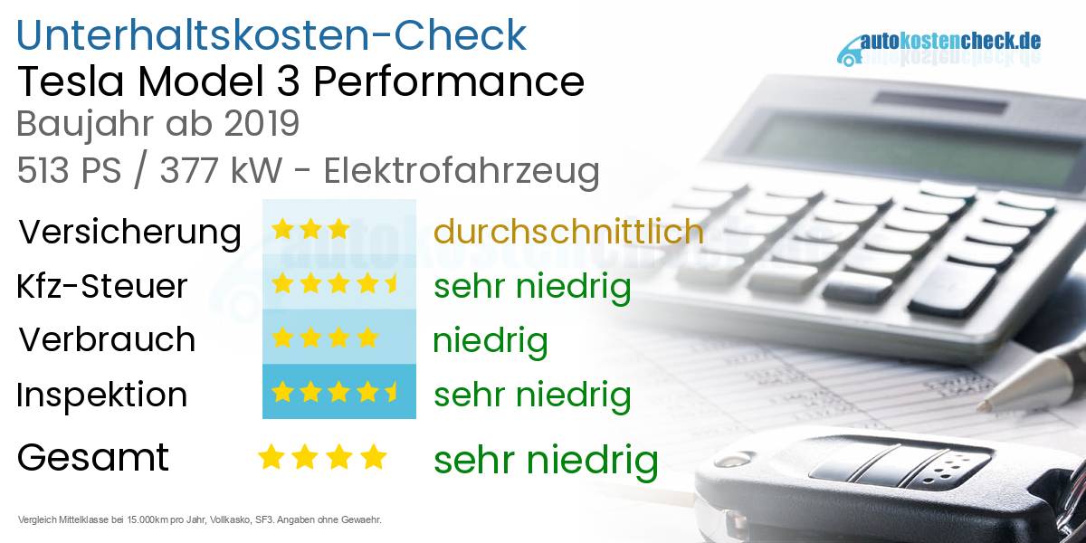 Unterhaltskosten Tesla Model 3 Performance 