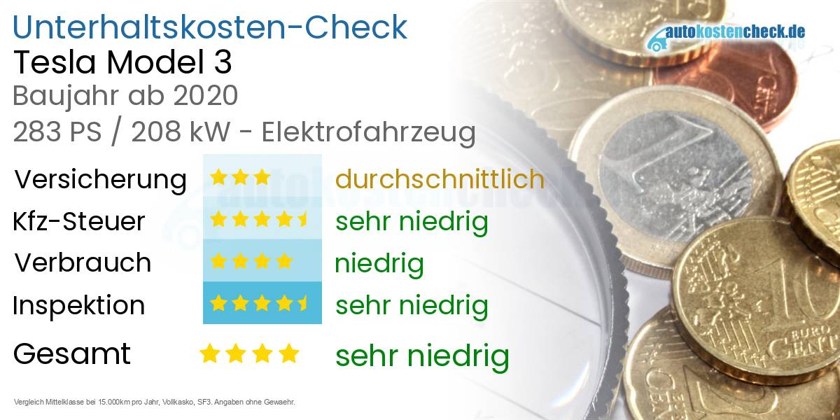 Unterhaltskosten Tesla Model 3 