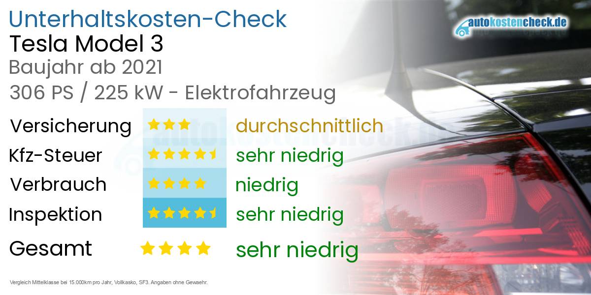 Unterhaltskosten Tesla Model 3