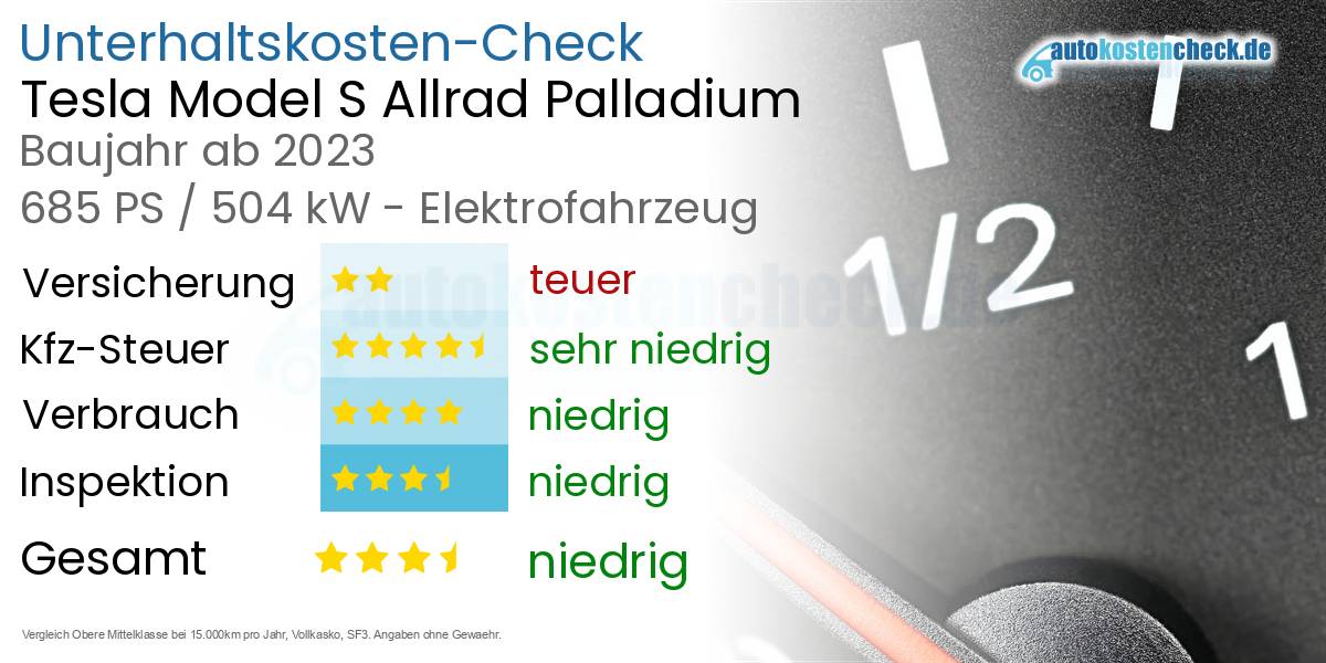 Unterhaltskosten Tesla Model S Allrad Palladium 