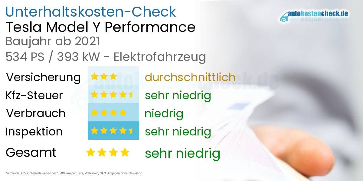 Unterhaltskosten Tesla Model Y Performance