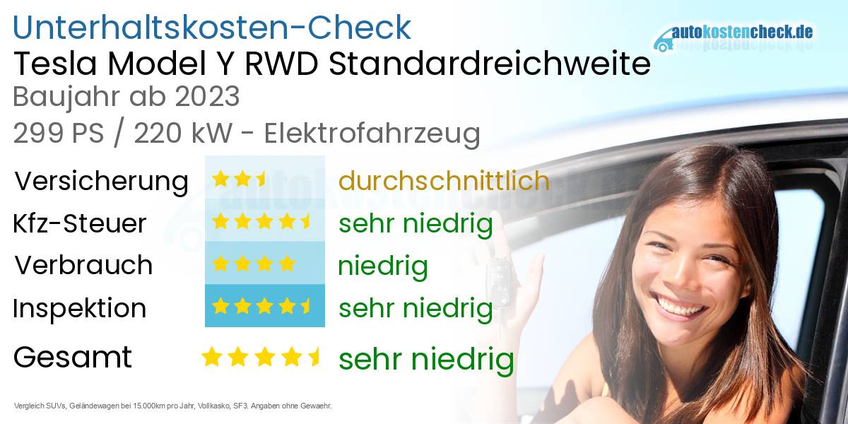 Unterhaltskosten Tesla Model Y RWD Standardreichweite