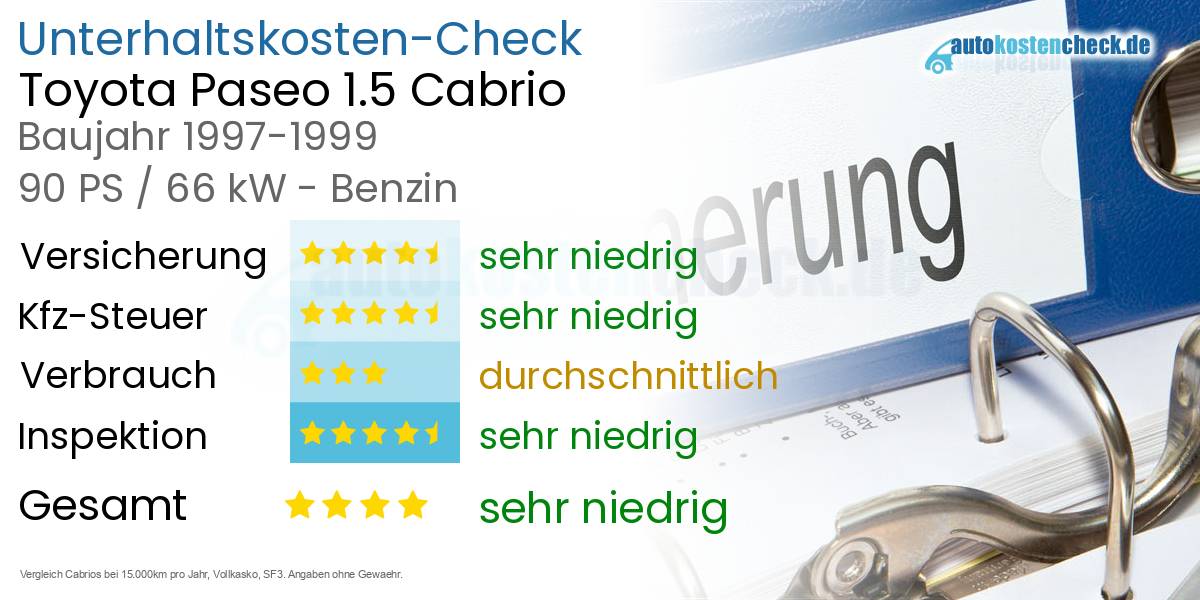 Unterhaltskosten Toyota Paseo 1.5 Cabrio 