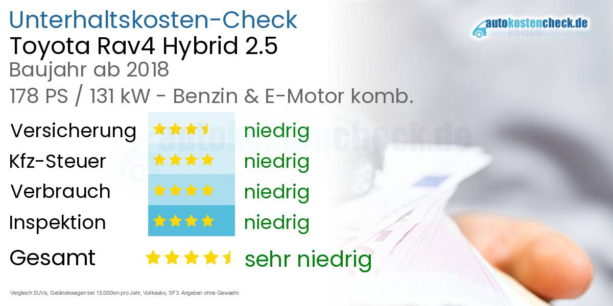 Unterhaltskosten Toyota Rav4 Hybrid 2.5 