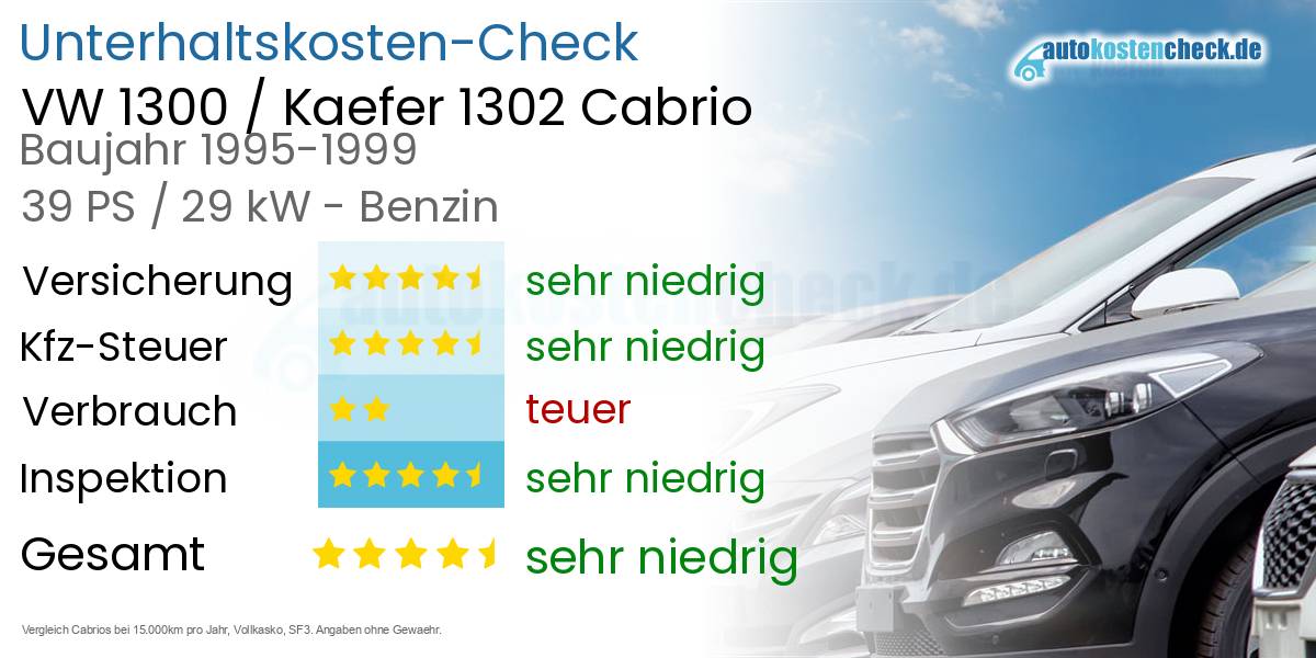 Unterhaltskosten VW 1300 / Kaefer 1302 Cabrio 