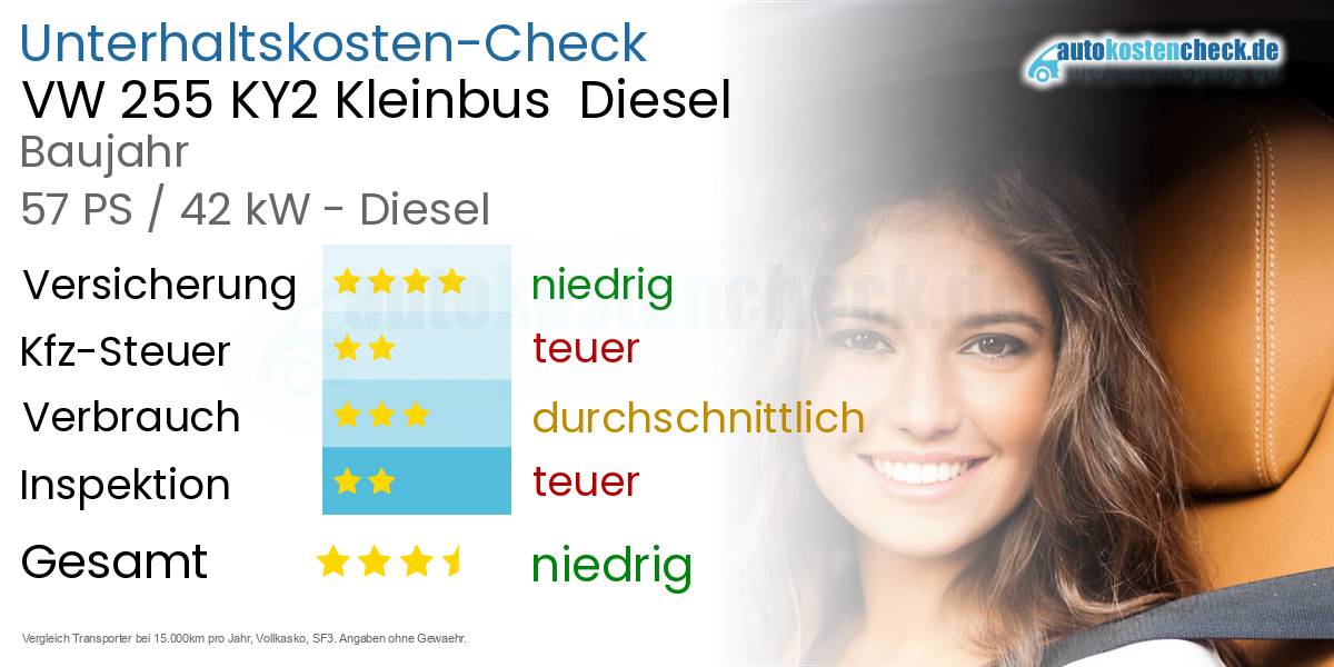 Unterhaltskosten VW 255 KY2 Kleinbus  Diesel