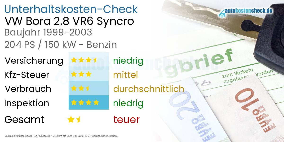Unterhaltskosten VW Bora 2.8 VR6 Syncro 