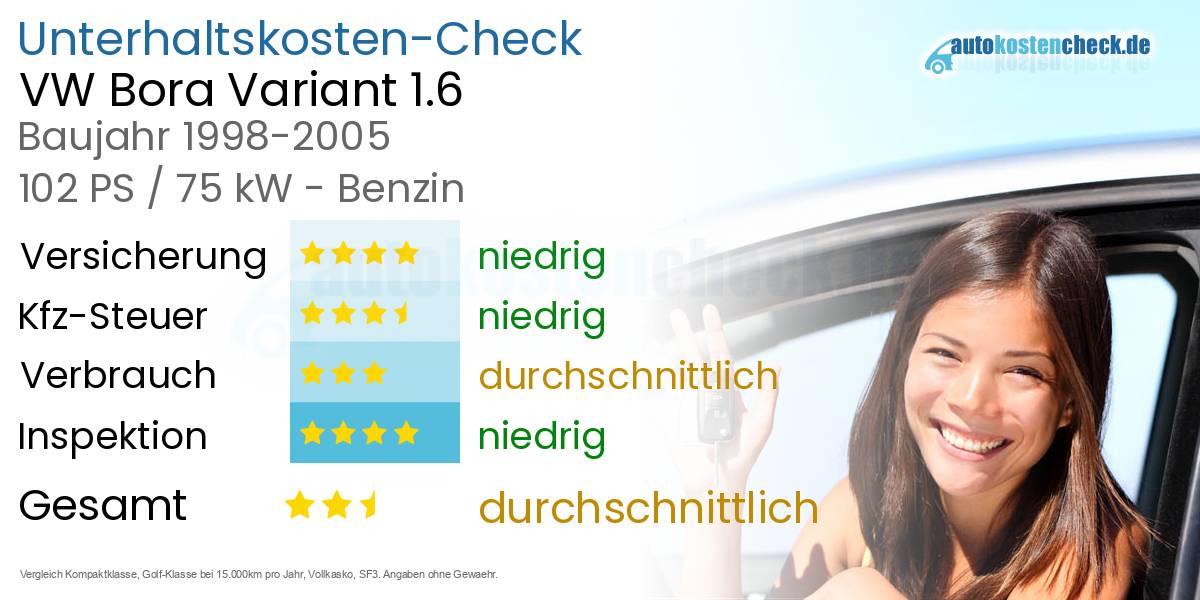 Unterhaltskosten VW Bora Variant 1.6 