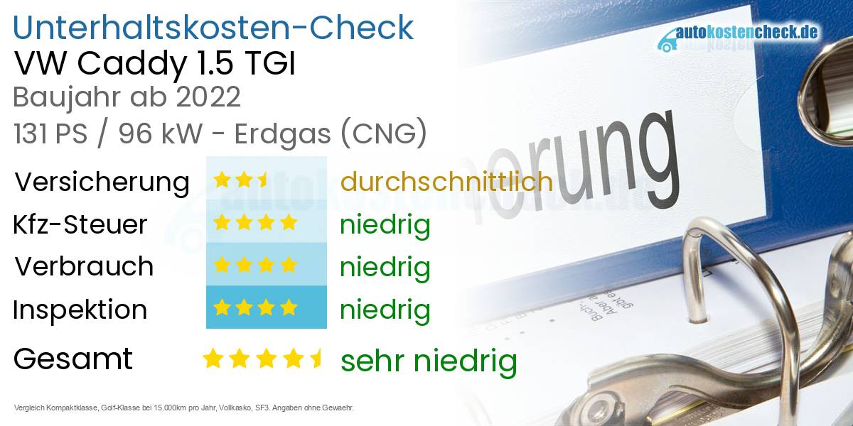 Unterhaltskosten VW Caddy 1.5 TGI 