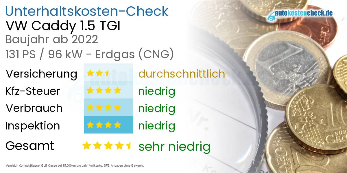 Unterhaltskosten VW Caddy 1.5 TGI 