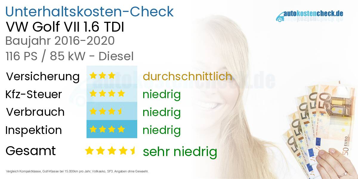 Unterhaltskosten VW Golf VII 1.6 TDI 