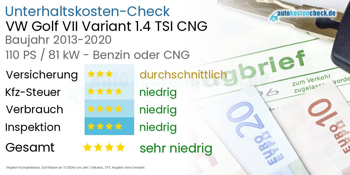 Unterhaltskosten VW Golf VII Variant 1.4 TSI CNG 