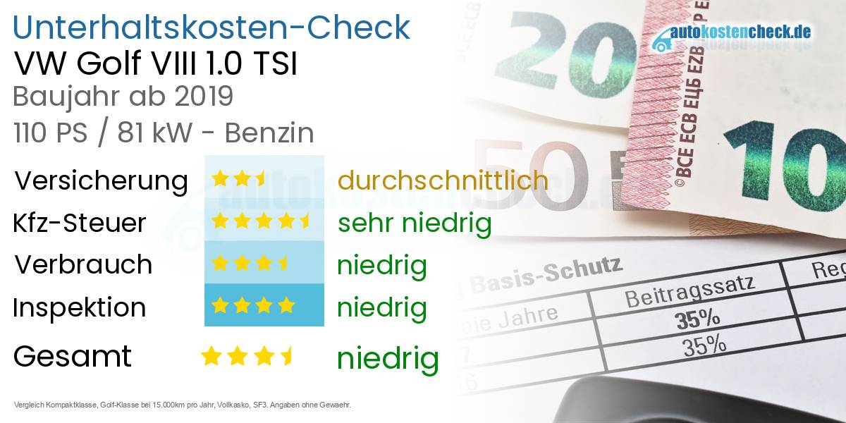 Unterhaltskosten VW Golf VIII 1.0 TSI 