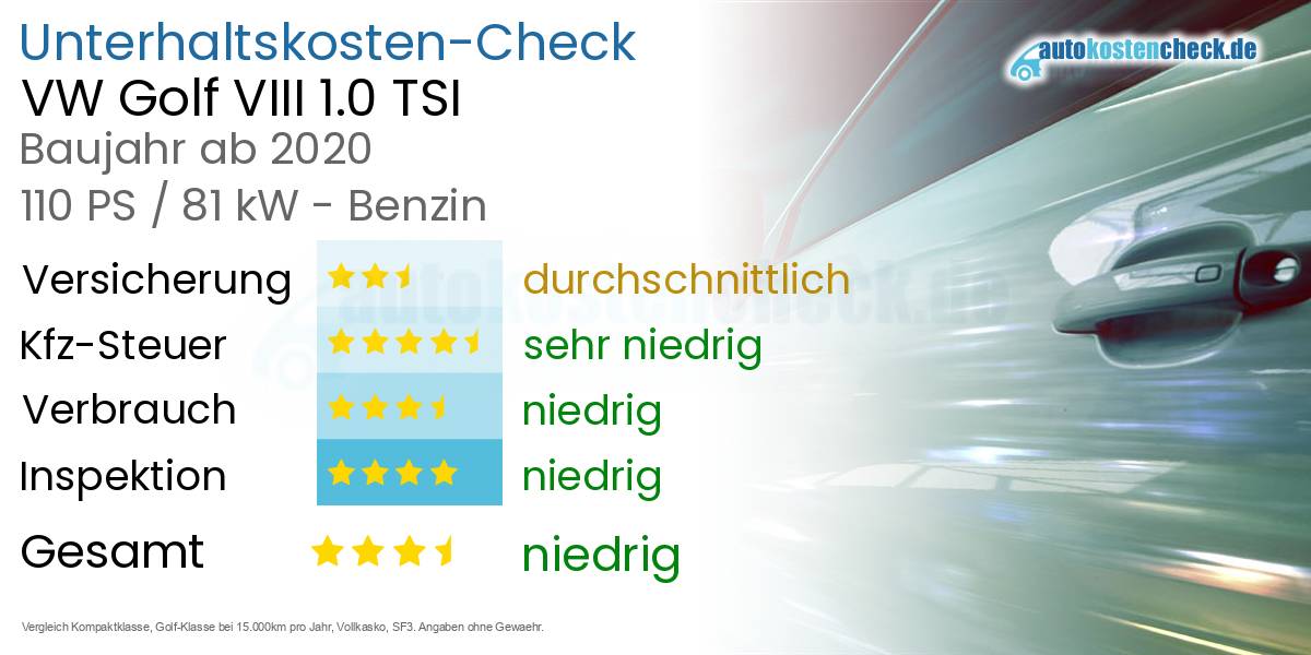 Unterhaltskosten VW Golf VIII 1.0 TSI 