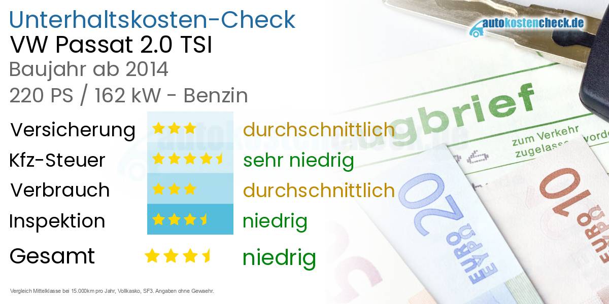 Unterhaltskosten VW Passat 2.0 TSI 
