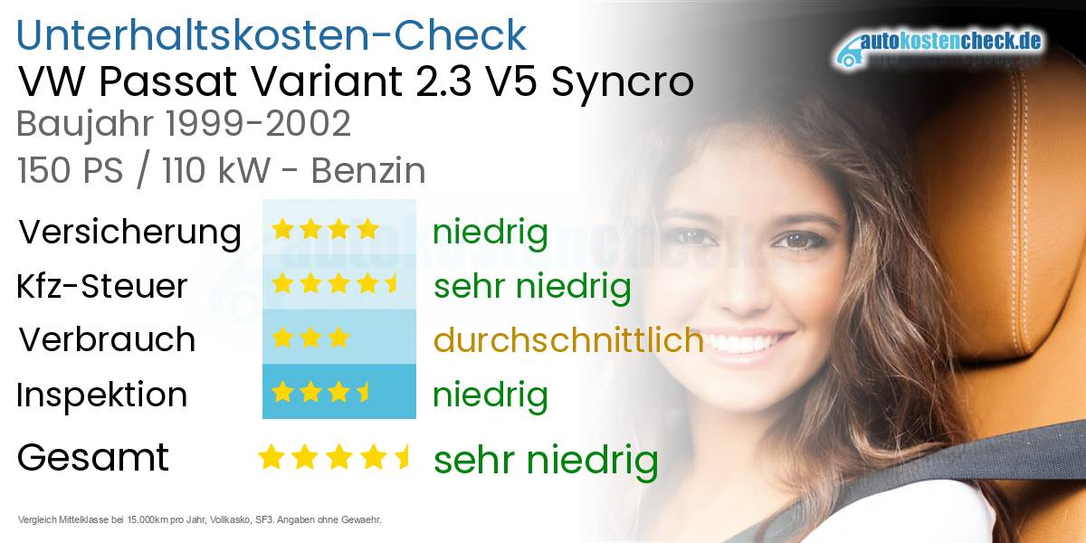 Unterhaltskosten VW Passat Variant 2.3 V5 Syncro