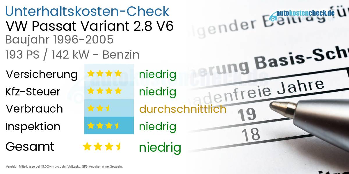 Unterhaltskosten VW Passat Variant 2.8 V6 