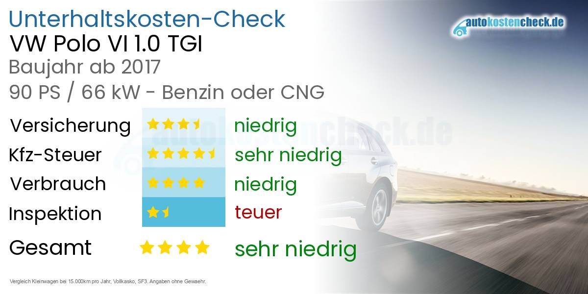 Unterhaltskosten VW Polo VI 1.0 TGI 
