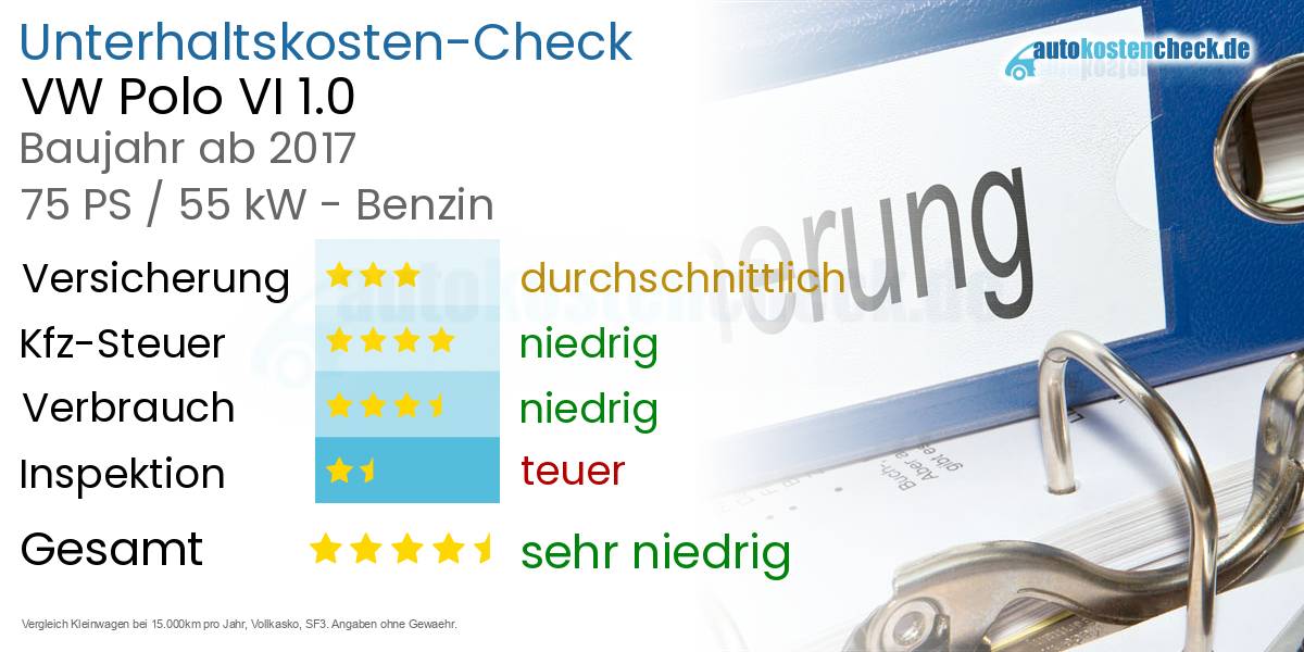 Unterhaltskosten VW Polo VI 1.0 