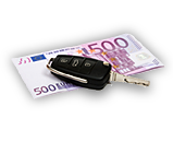 Abbildung Autoschlüssel und Geldscheine.