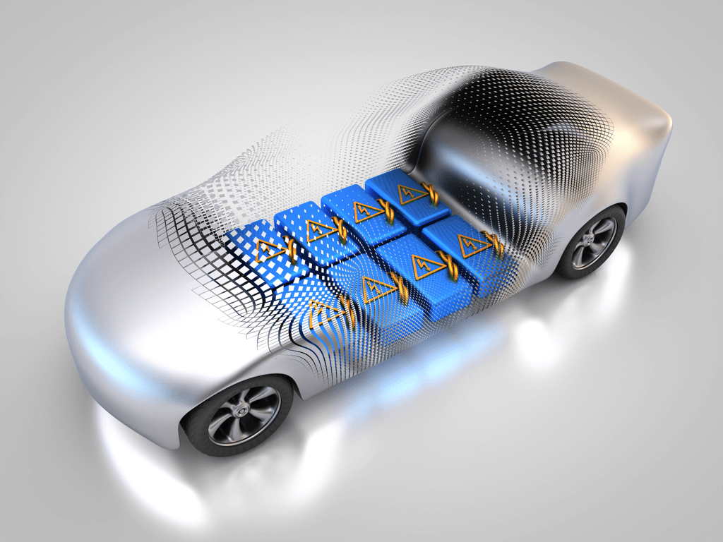 Batterie im Unterboden des Autos
